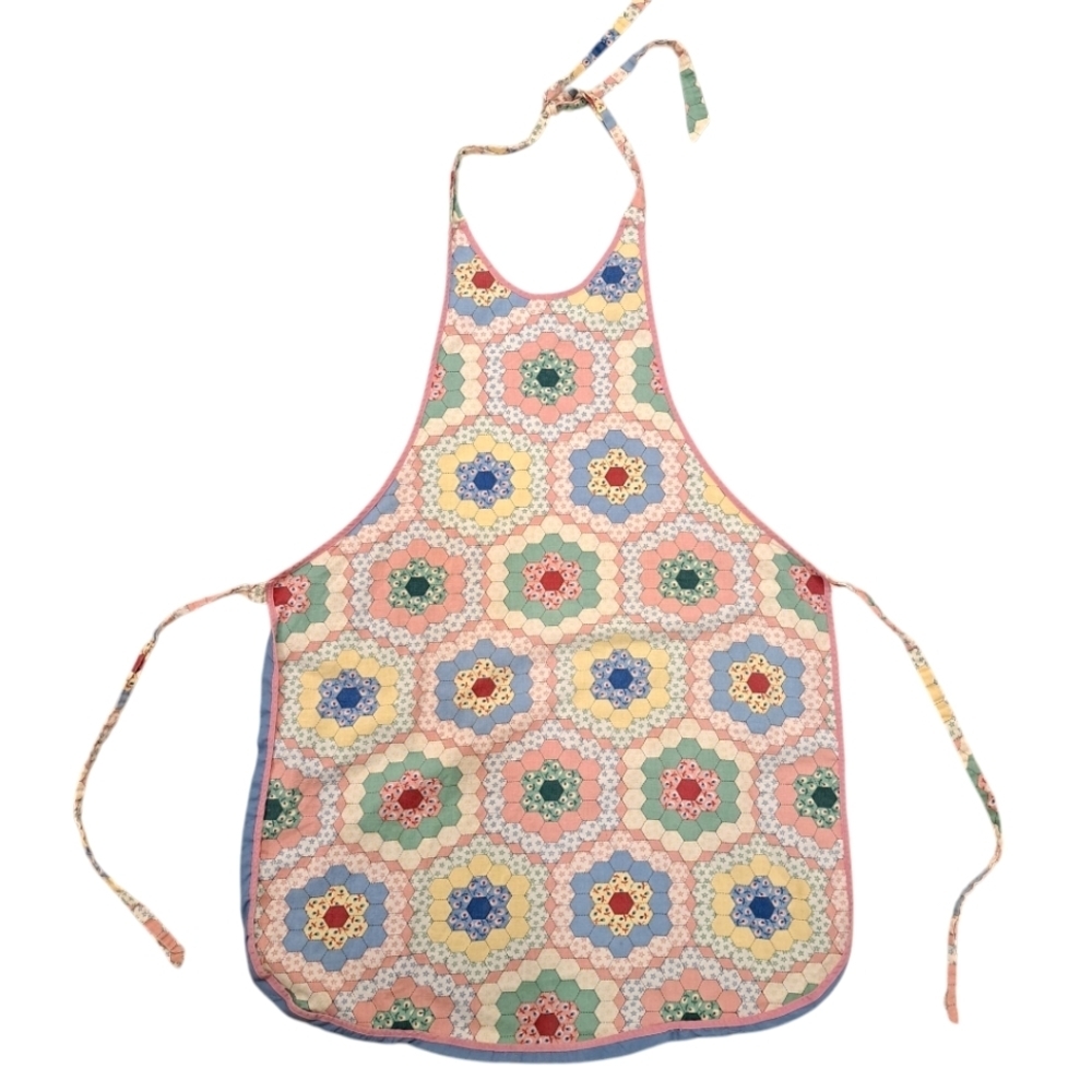 Powder Pink Yellow Multicolor Cottagecore Geometric Tradwife Maiden Apron Baking